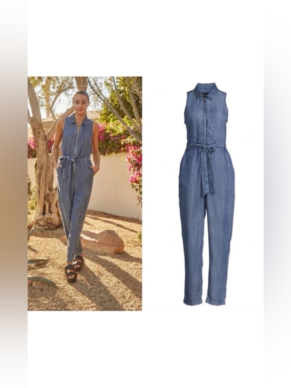 Velvet Heart Tait Malibu Zip Up Jumpsuit NWT Sz S Blue Tencel Sleeveless Utility